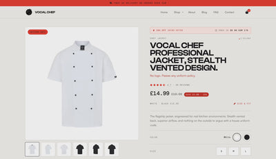 Vocal Chef product page and uniform bundle builder